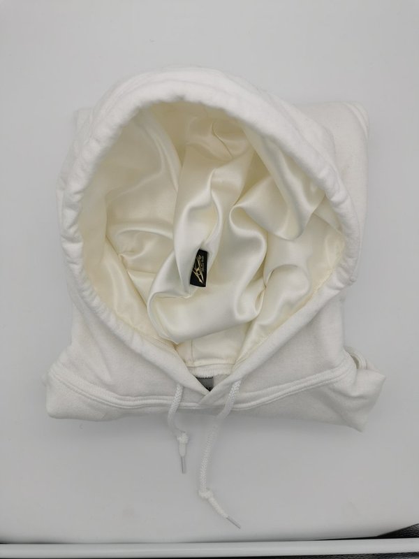 Weiße Dicke Satin gefuttert weiße Hoodie für Frauen/Männer| Winter Kapuzenpullover 320gsm schwer